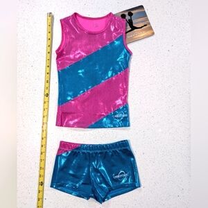 NEW Dancewear OBERSEE Gymnastics Dance Leotard Small 2 piece set Top & Shorts